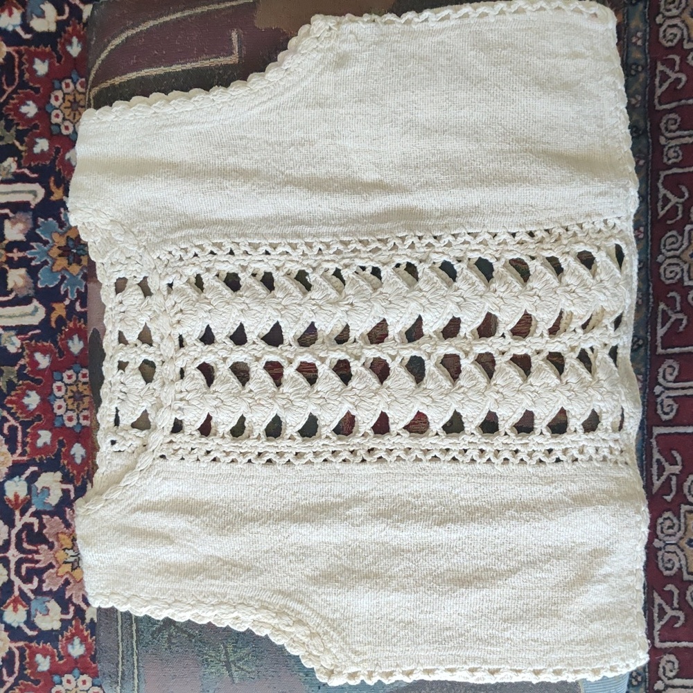 Openwork Cotton Crochet Tank Tank Size M-L